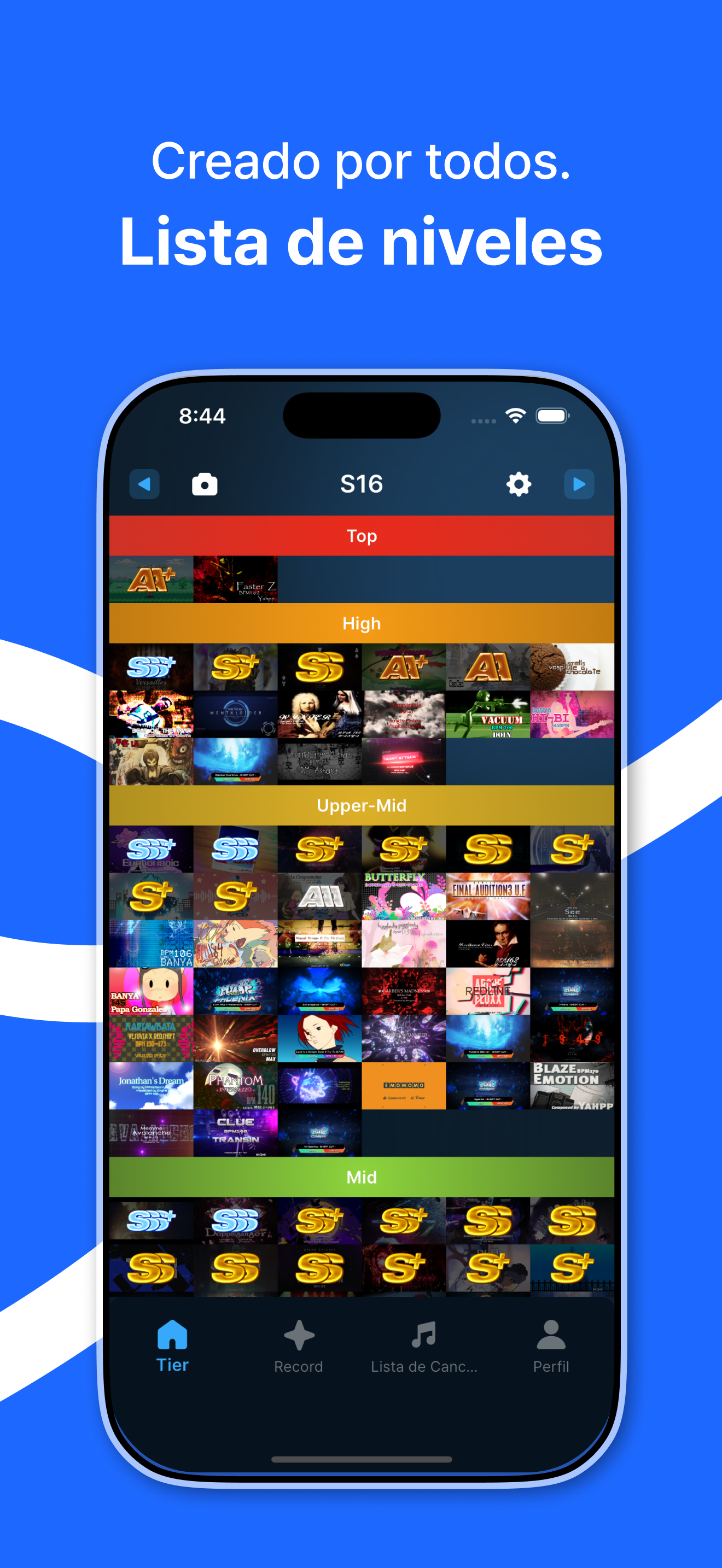 ArcadeStat community tier list screen showing difficulty rankings for arcade rhythm game charts